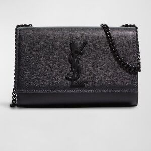 Saint Laurent Black Leather YSL Logo Crossbody Small